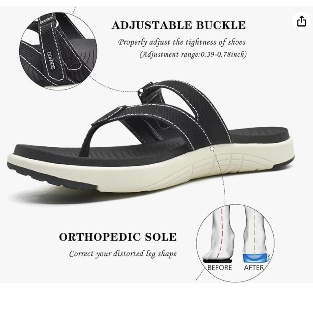 NWT - COFACE Womens Fashion Orthotic Flip Flops- MSRP $29 - Picture 4 of 5